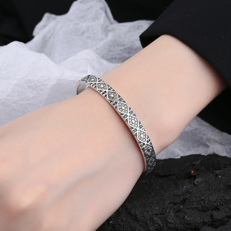 Geometric Tribal Bracelet in S925 Silver