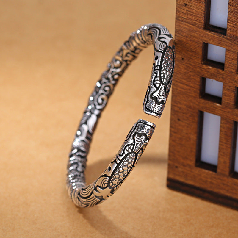 Vintage Couple Open Bracelet | Retro Copper Cuff | Elvarina