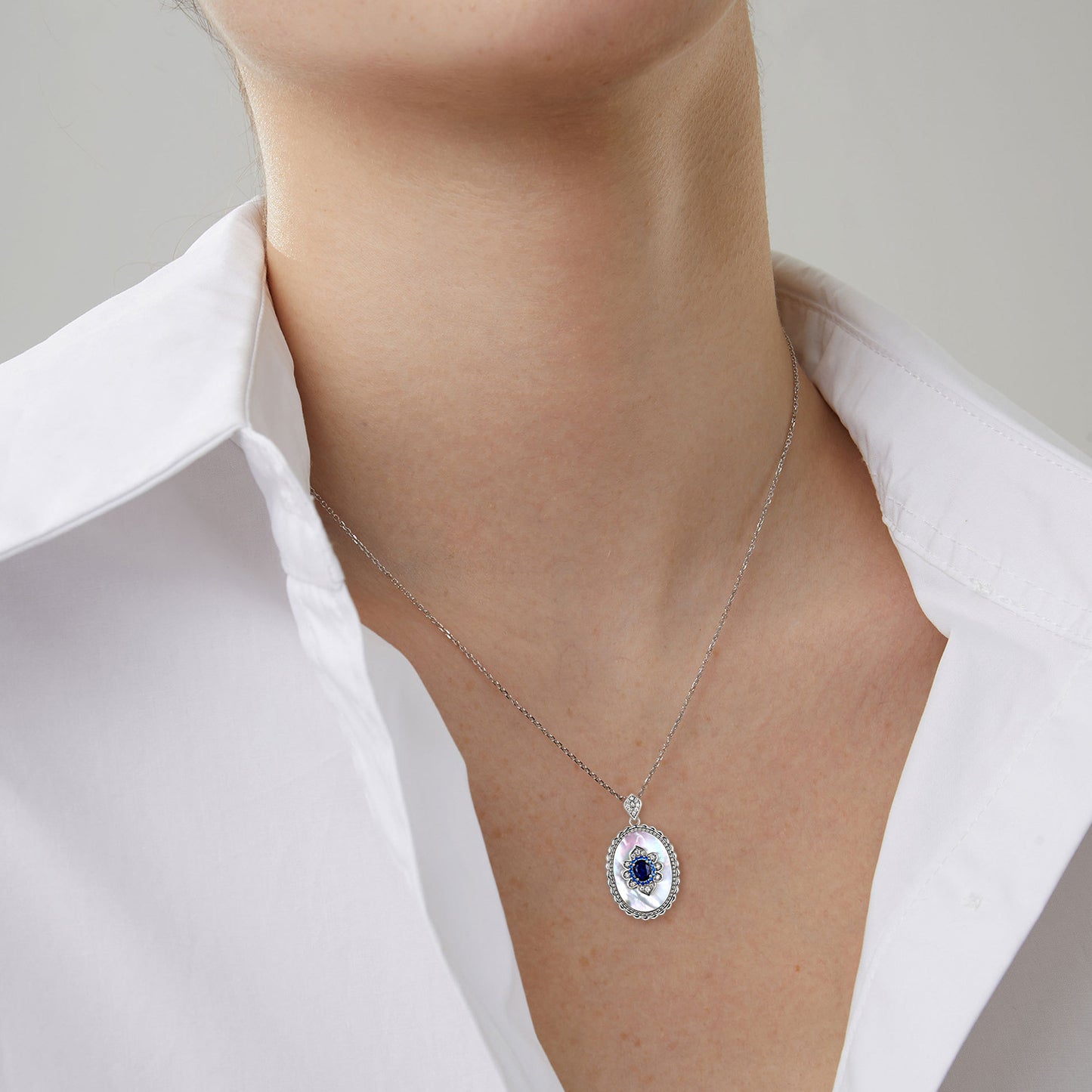 Sapphire Diamond Pendant Necklace | 925 | Elvarina