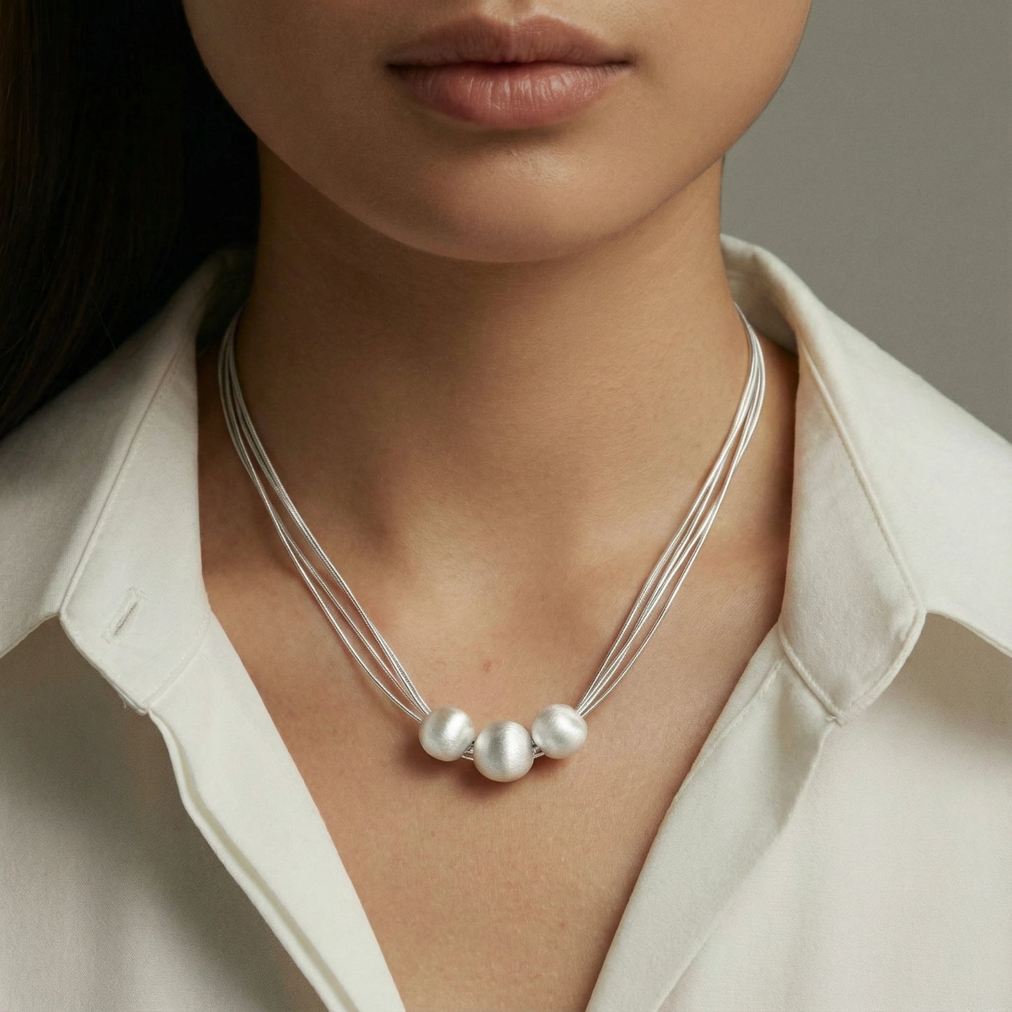 Silver Strand Layers Necklace