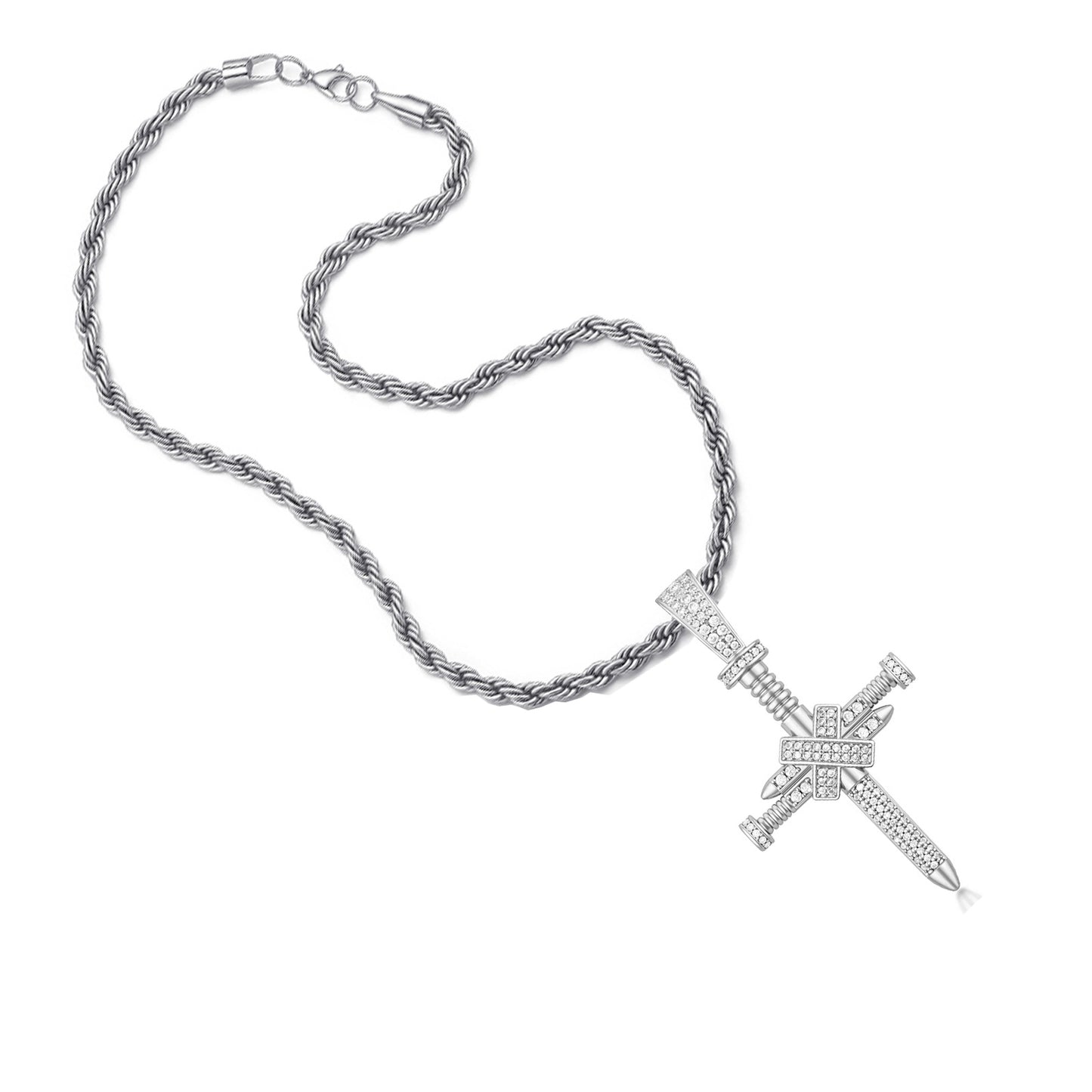 Full Zircon Nail Cross Necklace – Punk | Elvarina