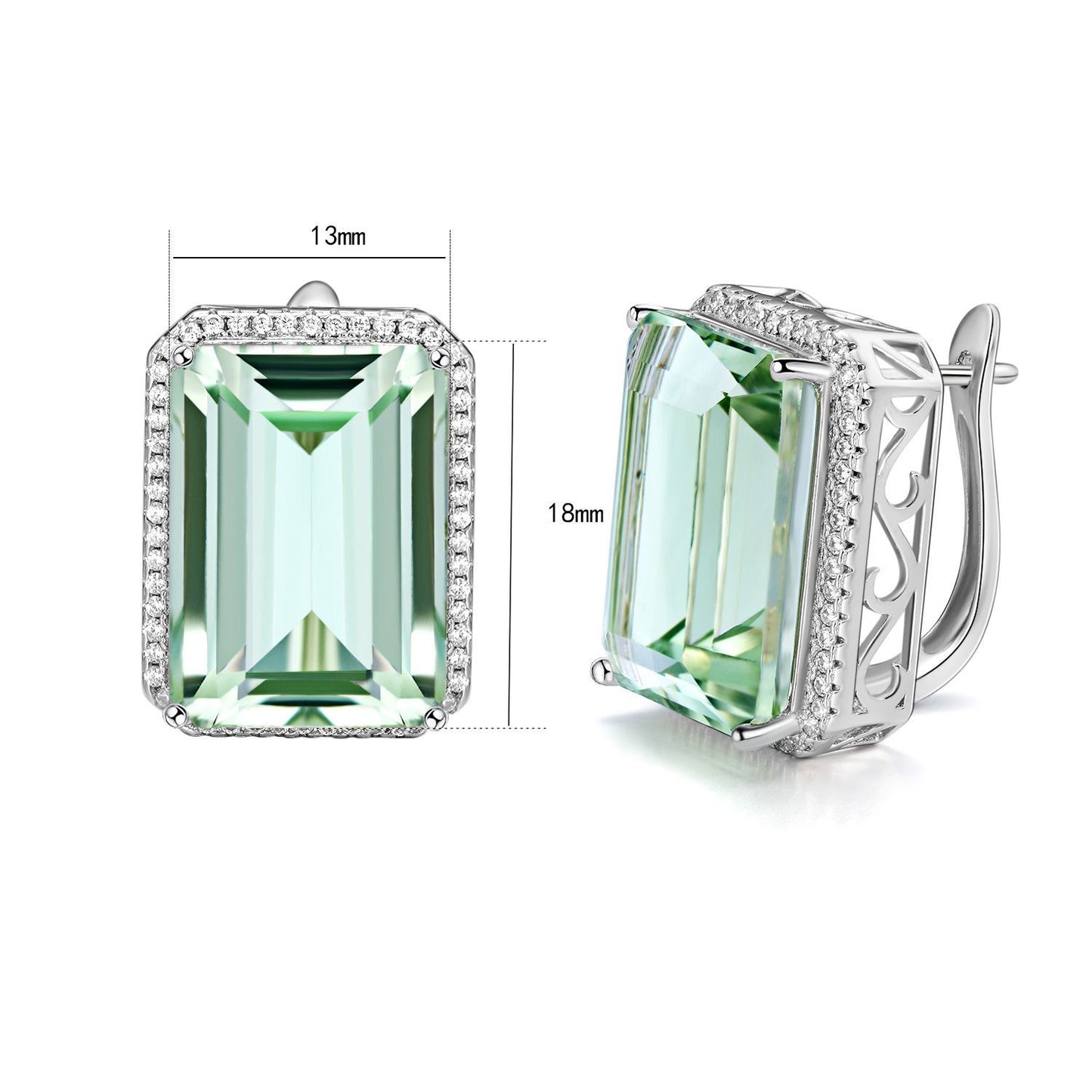 Green Crystal Earrings in S925 Silver