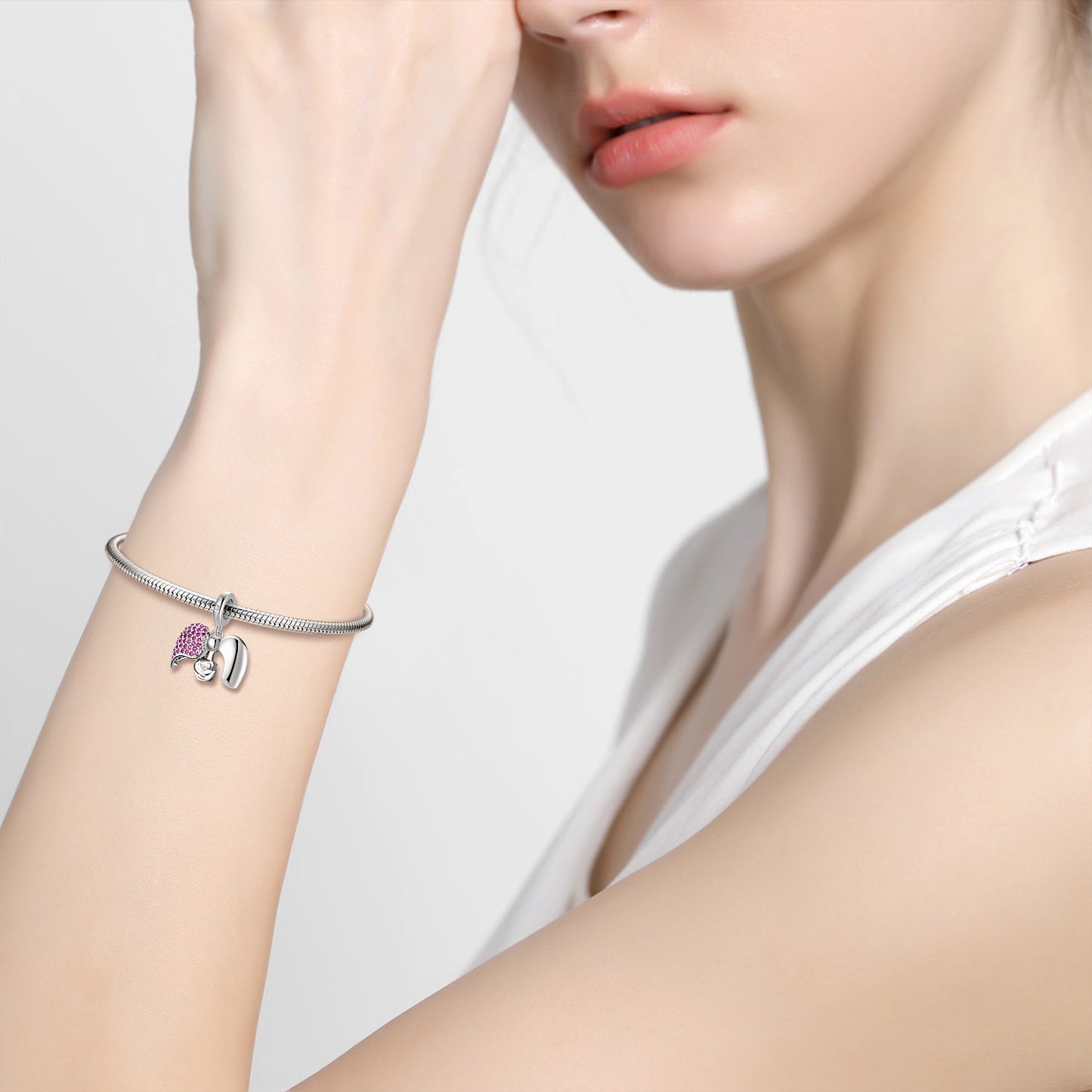 Red Rose Love Lock Beads Bracelet in 925 Sterling Silver | Elvarina
