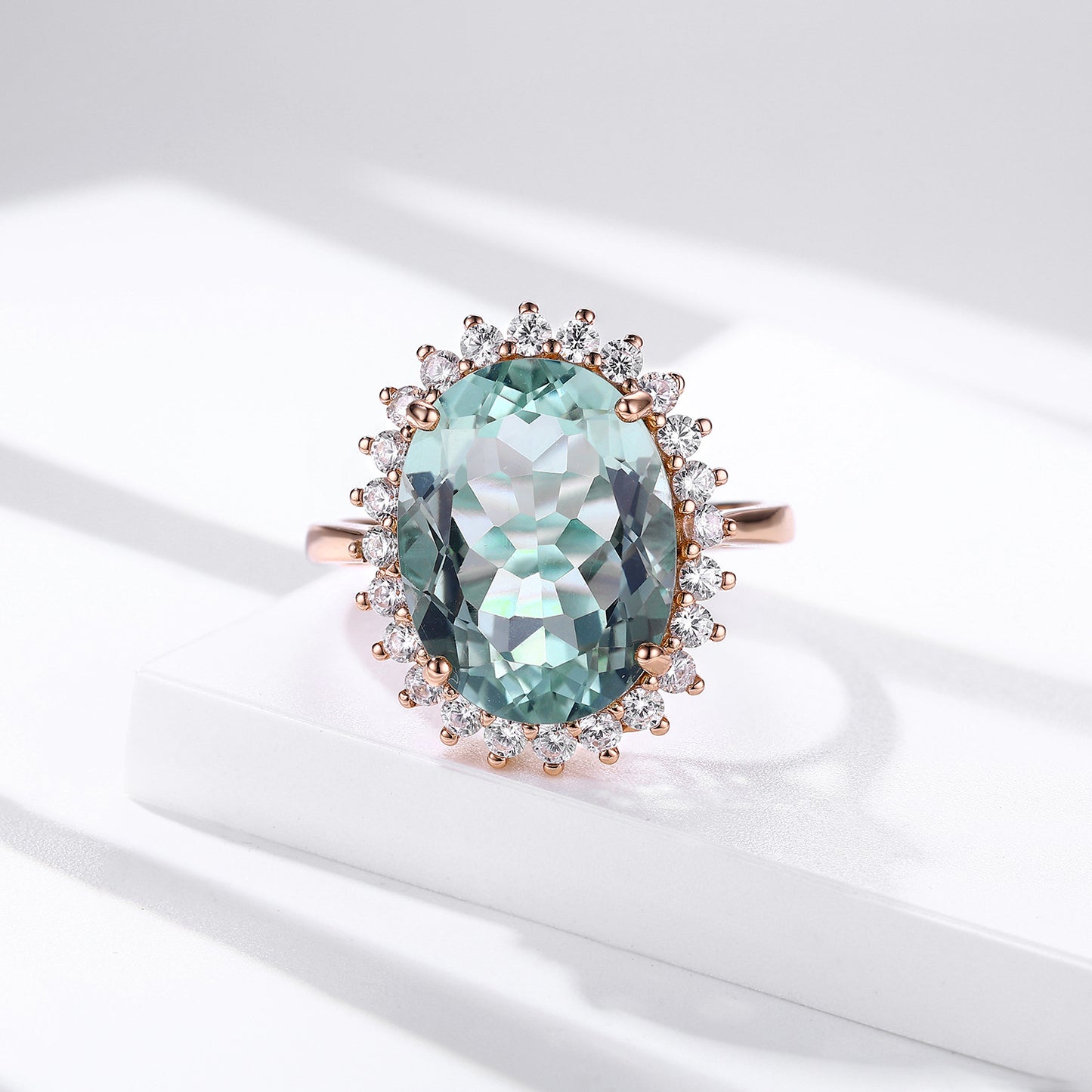 Green Crystal Wedding Ring in S925 Silver