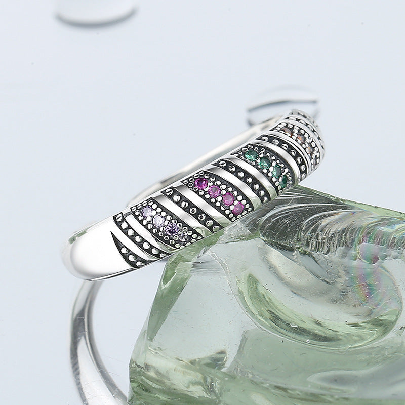 Color Diamond Thread Ring in S925 Sterling Silver | Elvarina