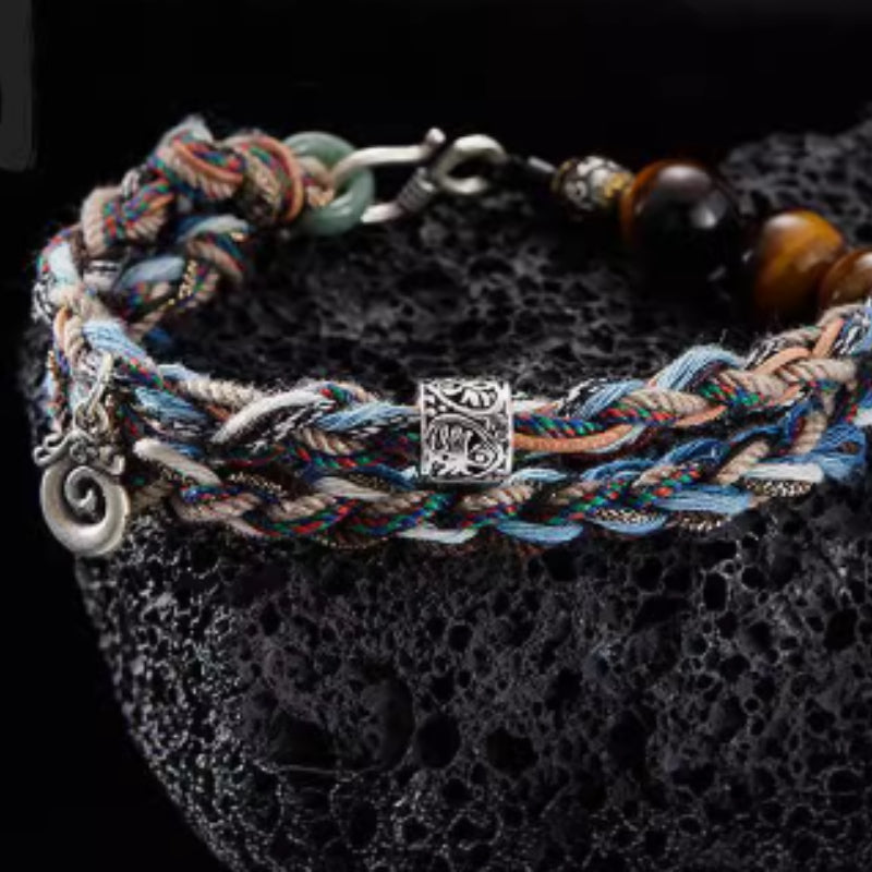 925 Silver Handwoven Transport Beads Bracelet | Elvarina