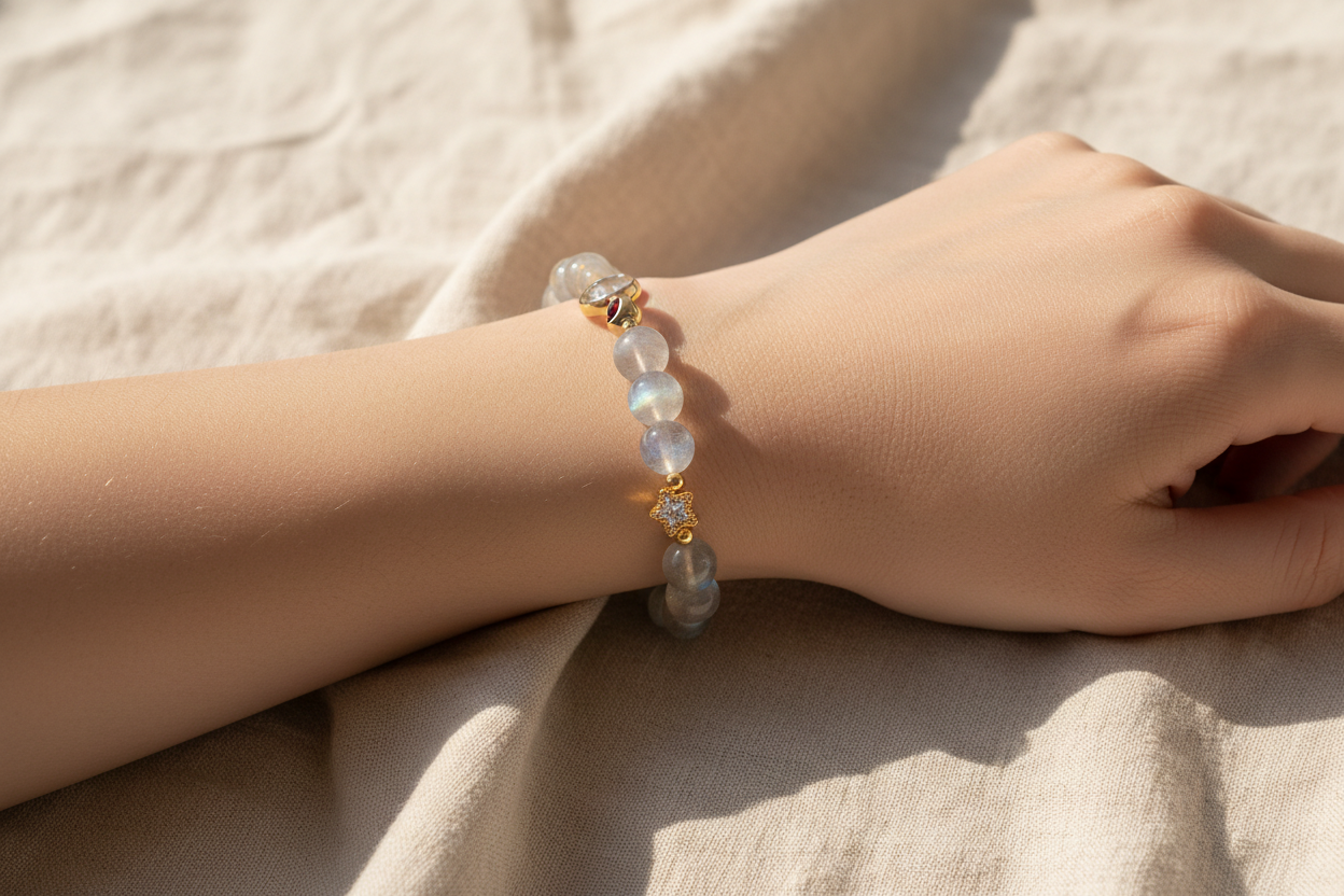 Grey Moonstone Bracelet - Wrist Shot