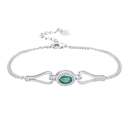 Natural Emerald Bracelet | S925 Silver | Elvarina