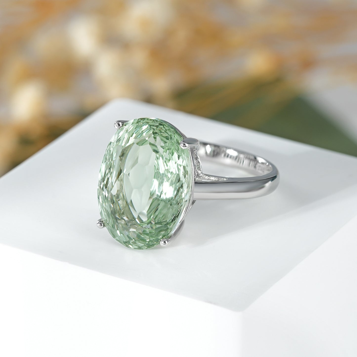 Green Amethyst Gemstone Ring | 925 Silver | Elvarina