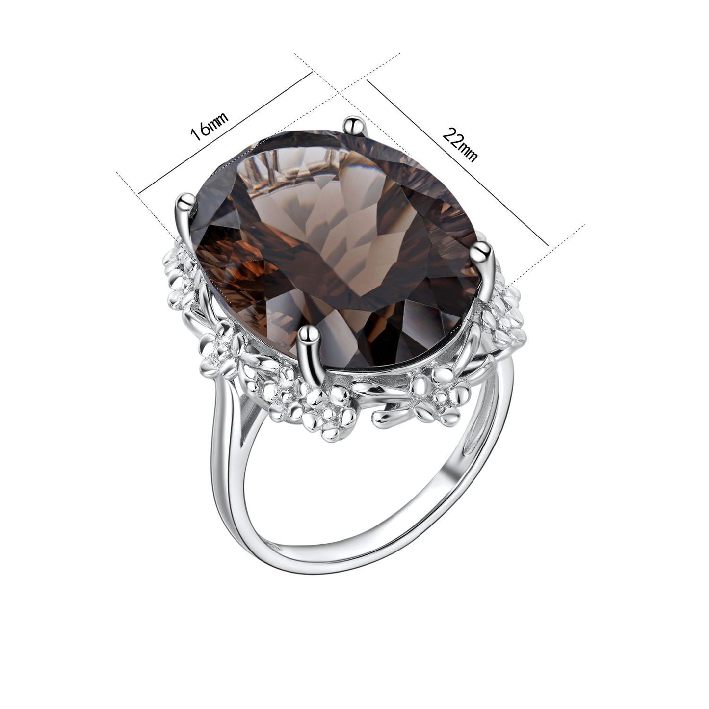 Tea Crystal Ring in S925 Silver