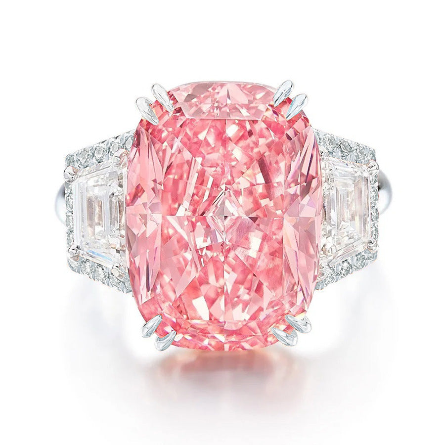 Luxury Simulated Diamond Ring | Ice Flower Cut Cushion | Elvarina