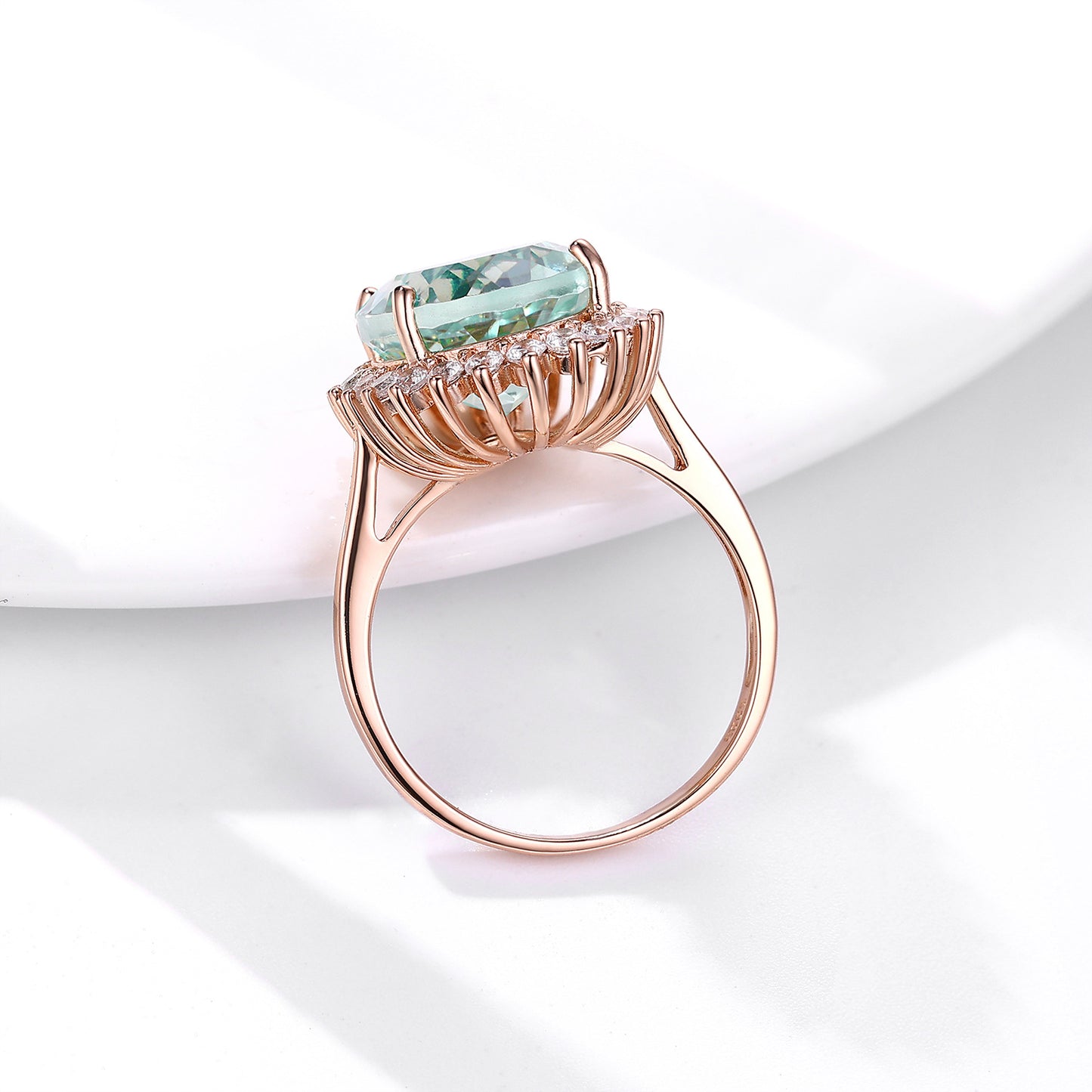 Green Crystal Wedding Ring in S925 Silver