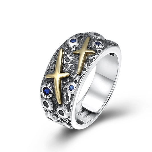 925 Silver Retro Starry Ring for Men | Elvarina