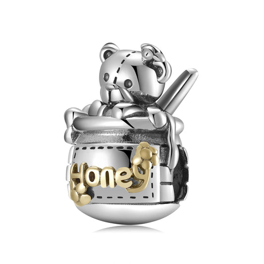 Honey Bear Charm Bead | S925 Silver & 14K Gold | Elvarina