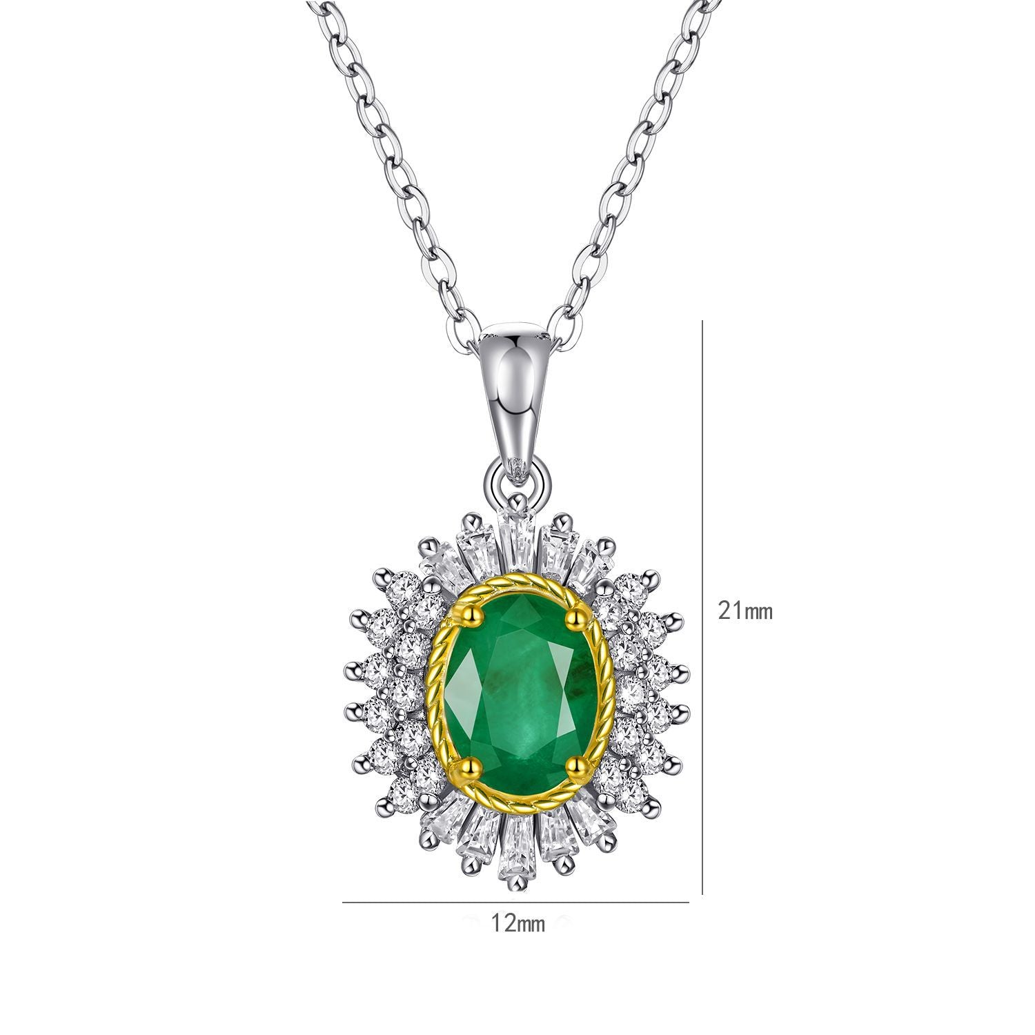 Natural Emerald Pendant Necklace | S925 | Elvarina