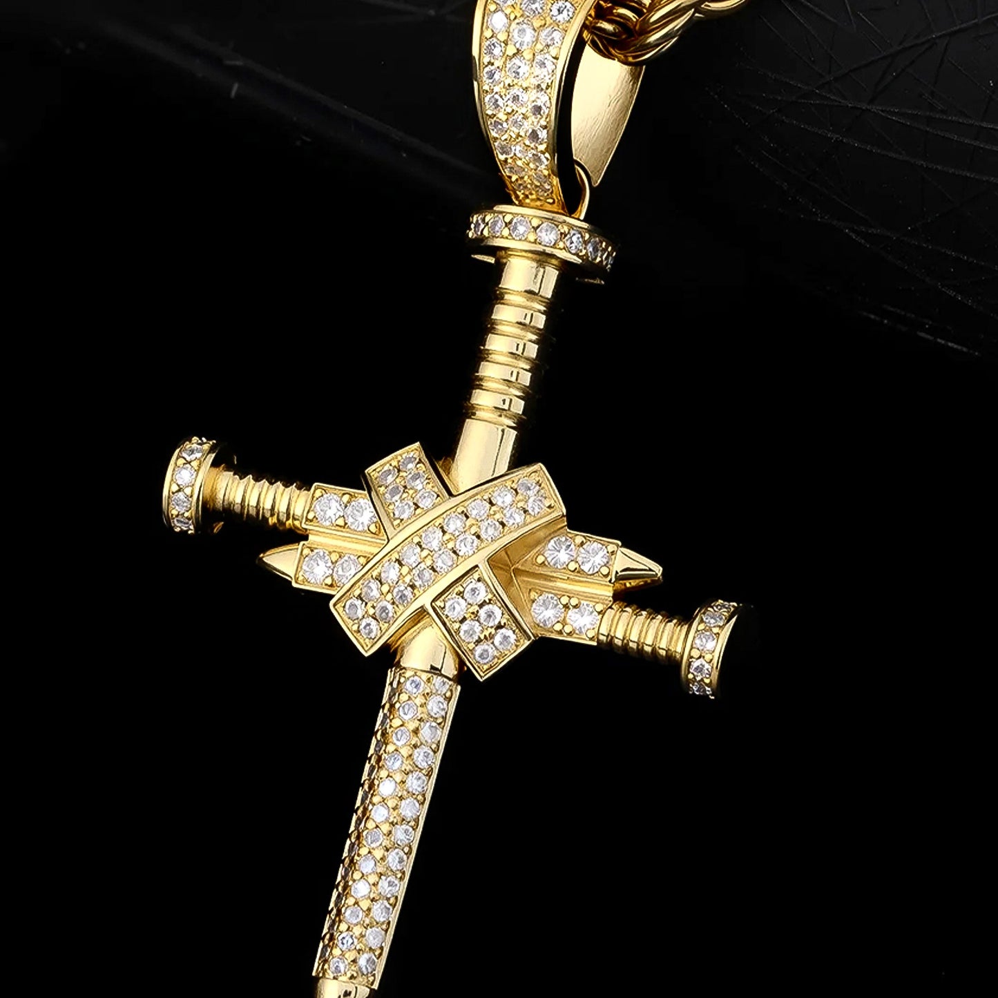 Full Zircon Nail Cross Necklace – Punk | Elvarina