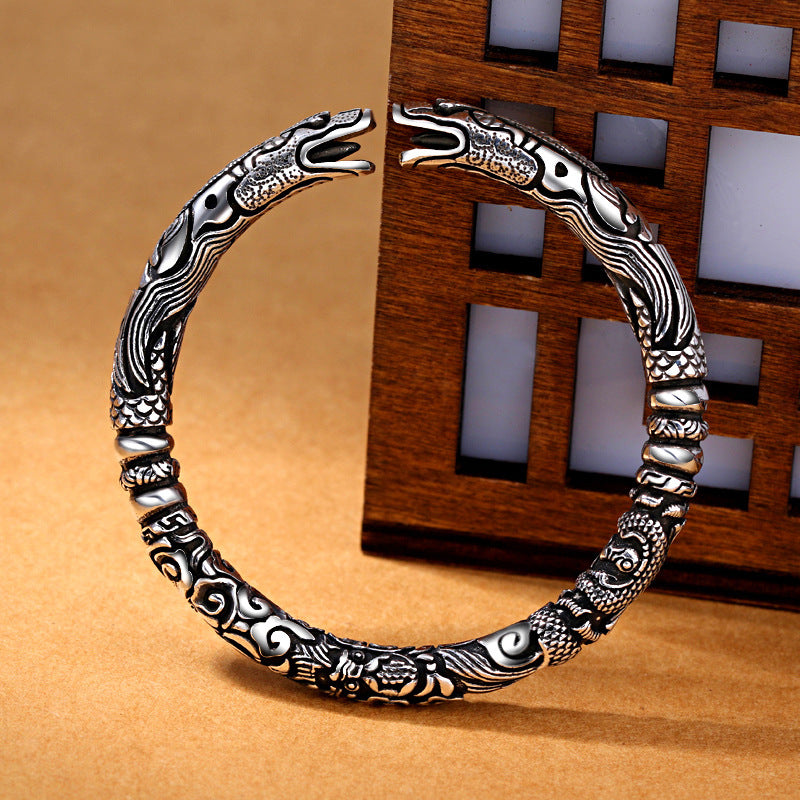 Vintage Couple Open Bracelet | Retro Copper Cuff | Elvarina