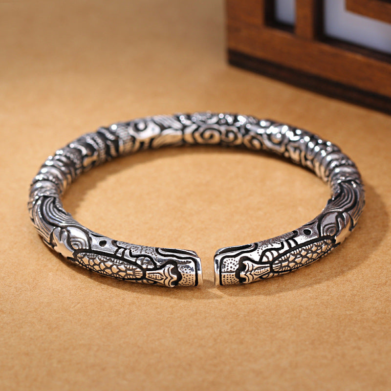 Vintage Couple Open Bracelet | Retro Copper Cuff | Elvarina