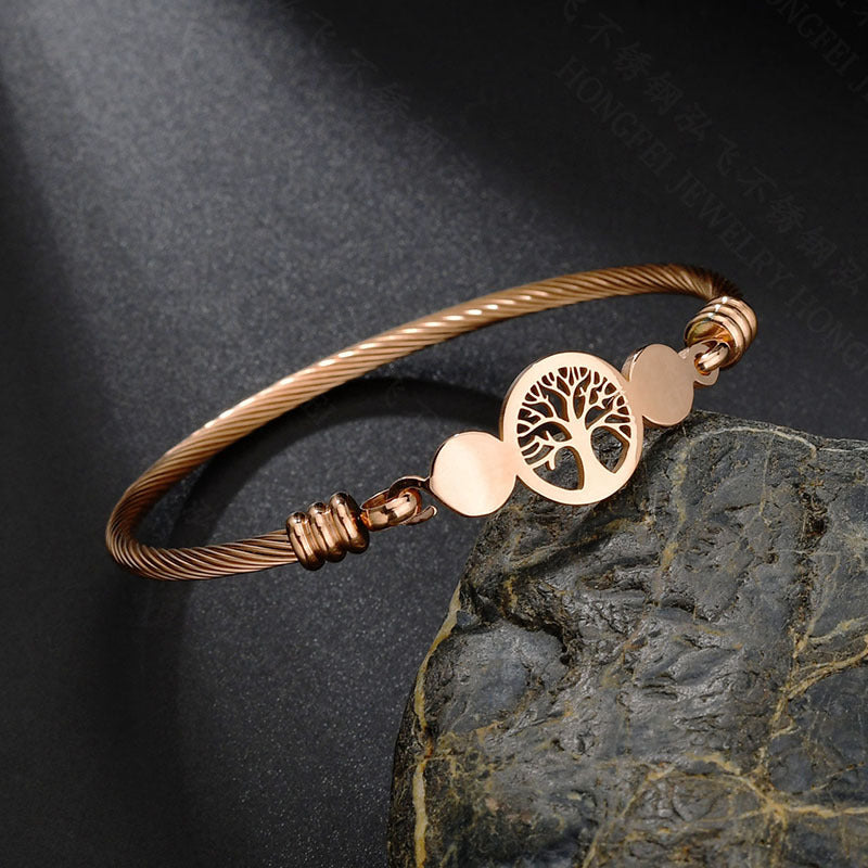 Tree of Life Bracelet | Stainless Steel Unisex Cuff | Elvarina