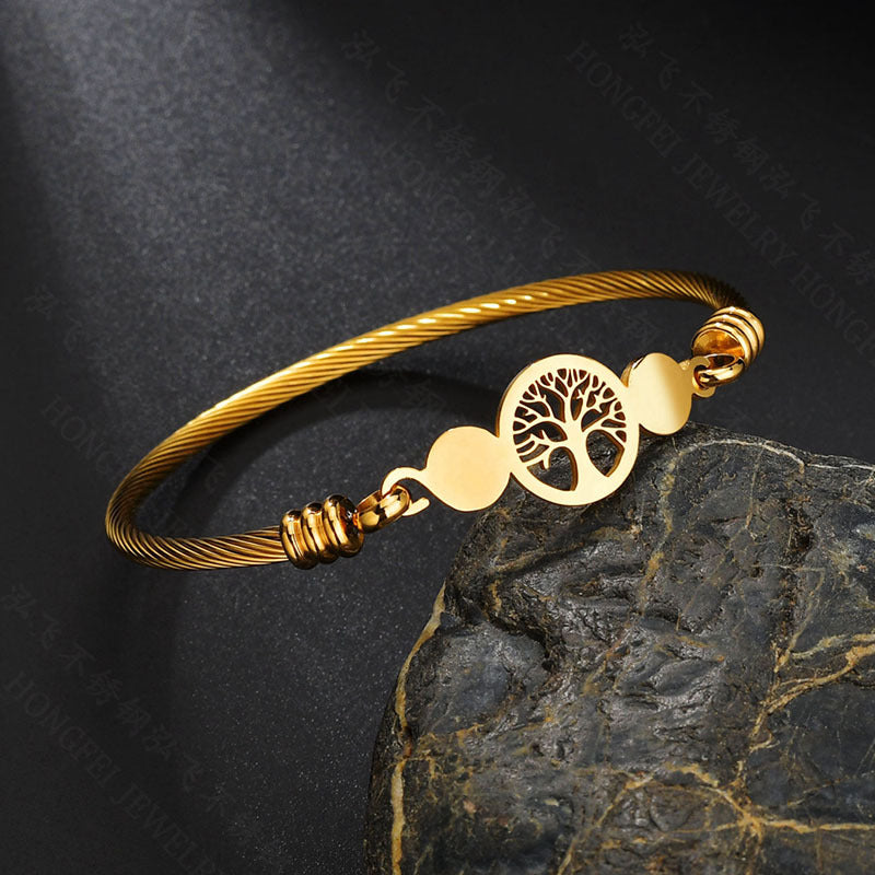 Tree of Life Bracelet | Stainless Steel Unisex Cuff | Elvarina