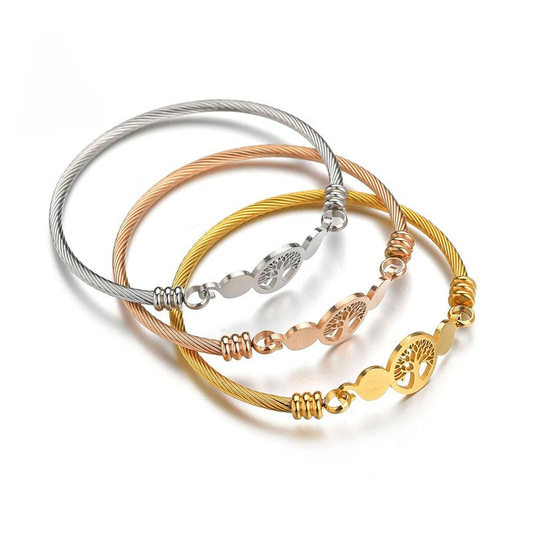 Tree of Life Bracelet | Stainless Steel Unisex Cuff | Elvarina