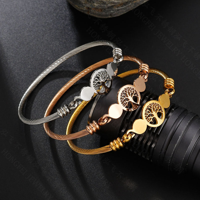 Tree of Life Bracelet | Stainless Steel Unisex Cuff | Elvarina