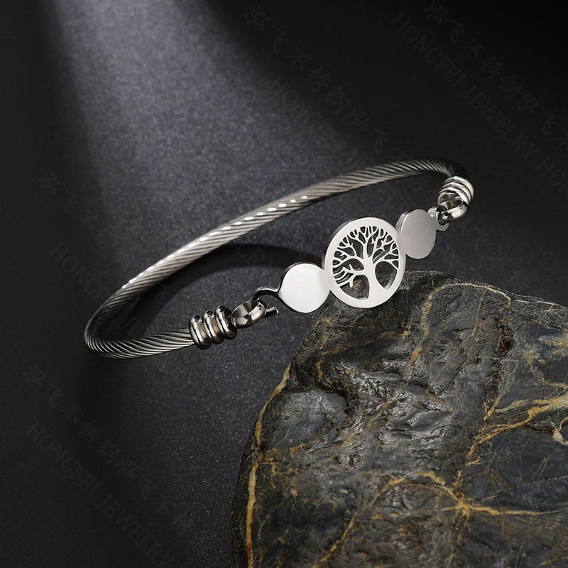 Tree of Life Bracelet | Stainless Steel Unisex Cuff | Elvarina