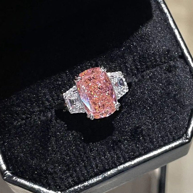 Luxury Simulated Diamond Ring | Ice Flower Cut Cushion | Elvarina