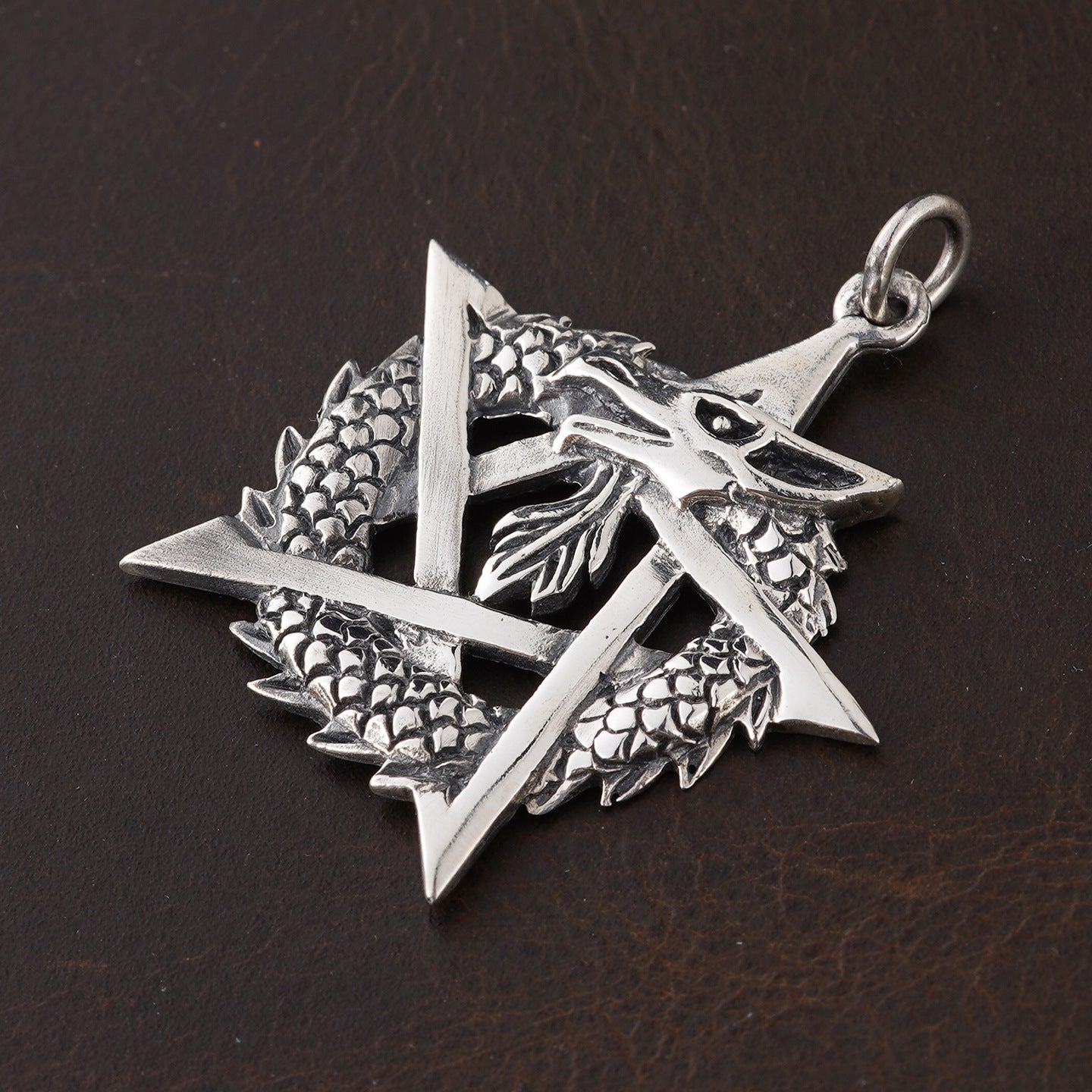 925 Silver Dragon Hexagram Pendant – Handmade | Elvarina