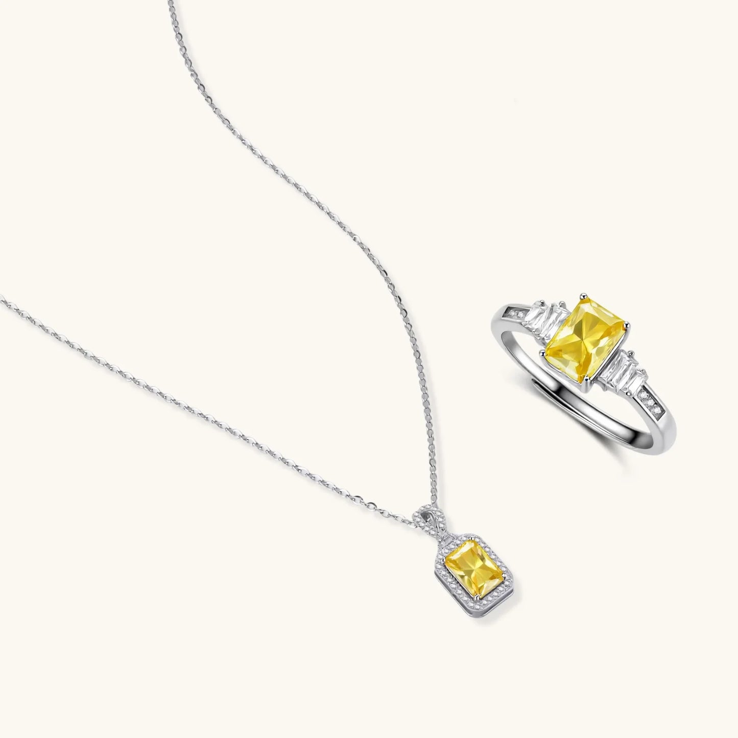 Golden Radiance Moissanite Set | Sterling Silver