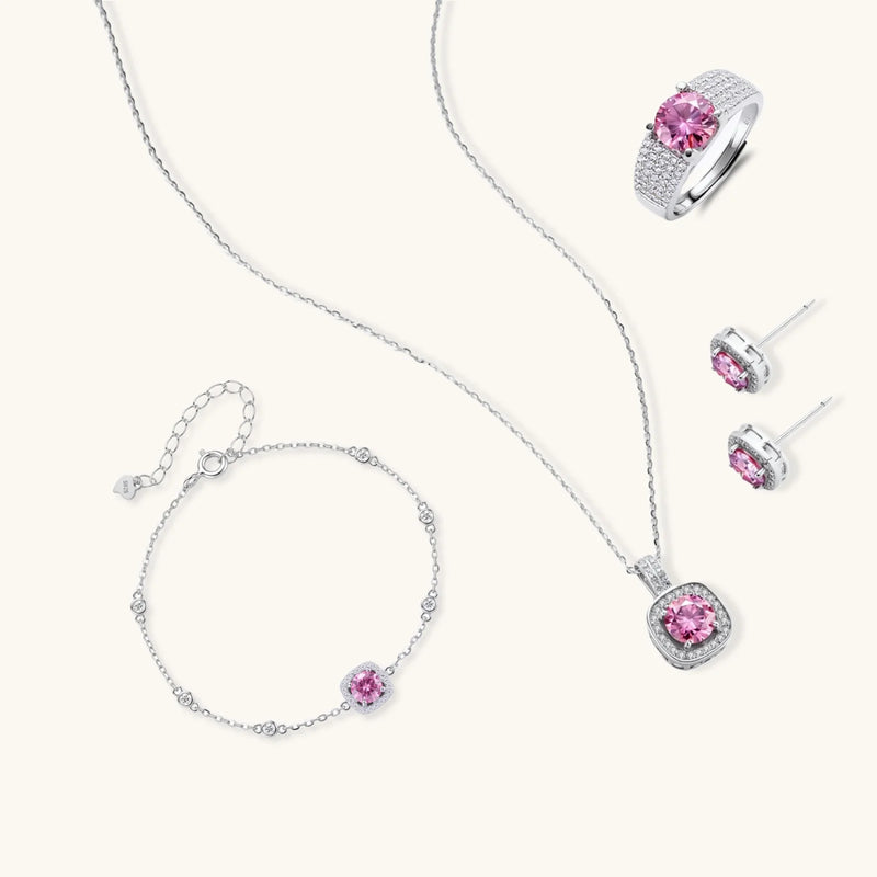 Pink Moissanite Set | Sterling Silver Jewelry
