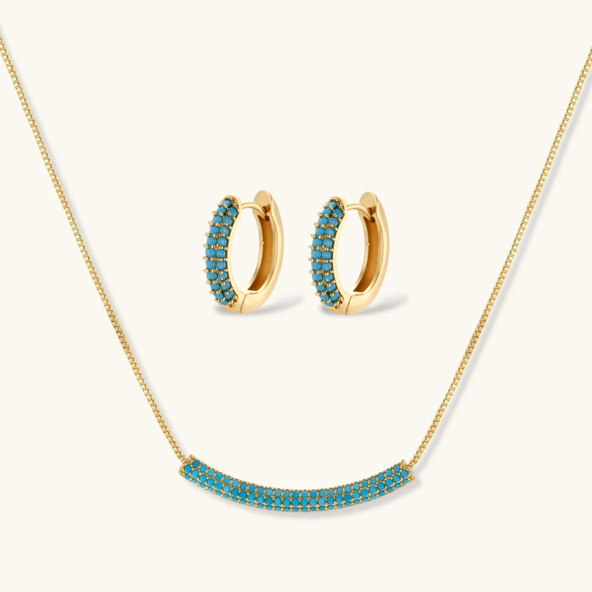 Azure Curve Set | Turquoise Gold Plated Jewelry.