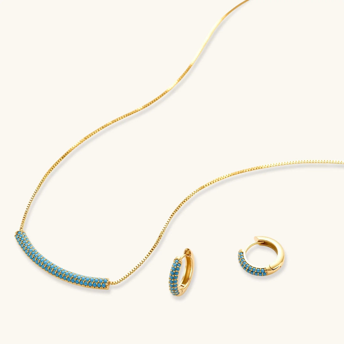 Azure Curve Set | Turquoise Gold Plated Jewelry