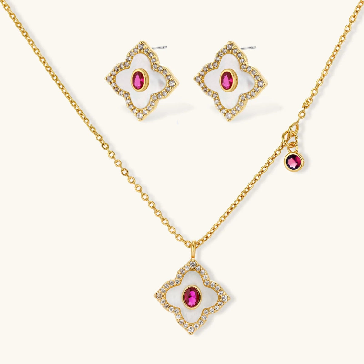 Flower Power Jewelry Set | Gold & Pink Crystal