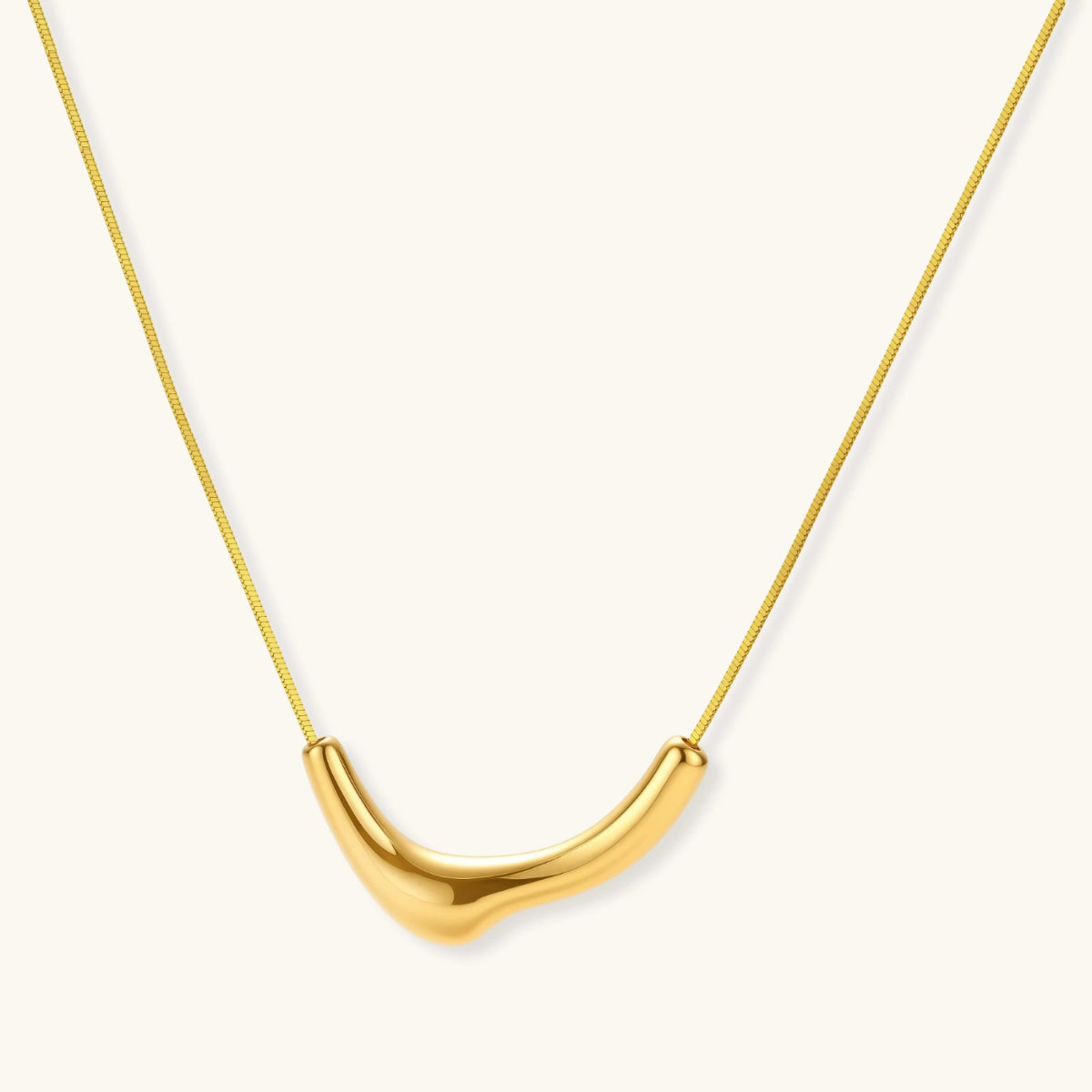 Curved Pendant Necklace | 18K Gold-Plated Silver – Elvarina
