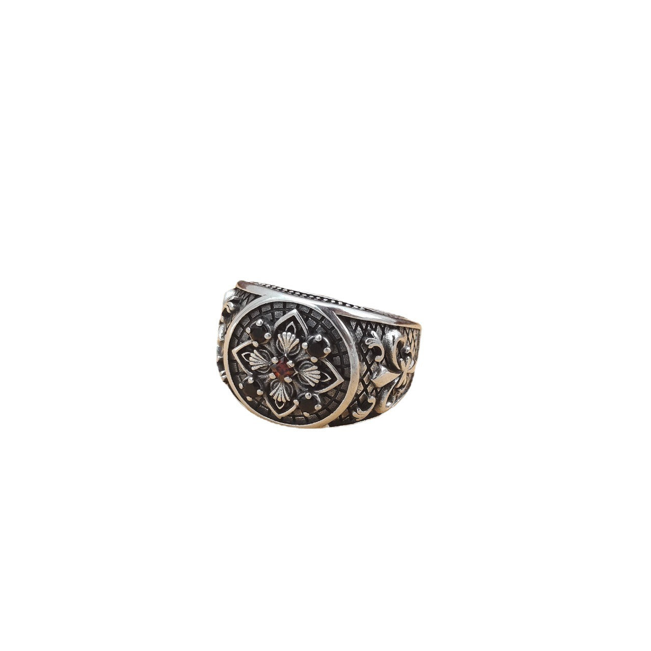 925 Silver Geometric Cross Ring for Men | Elvarina
