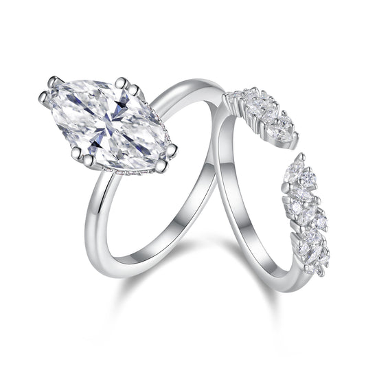 Moissanite Star Eye Ring | 925 Silver Platinum Plated | Elvarina