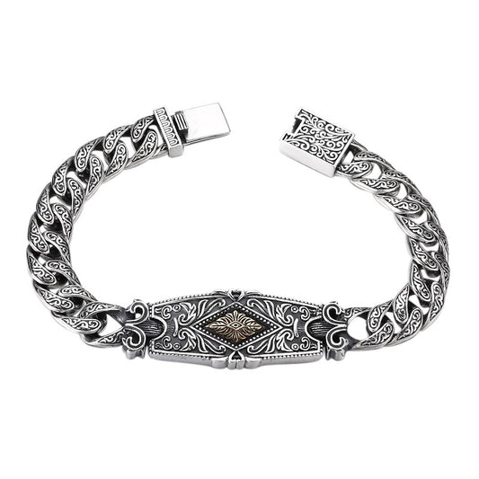 925 Silver Tang Grass Bracelet for Men | Elvarina