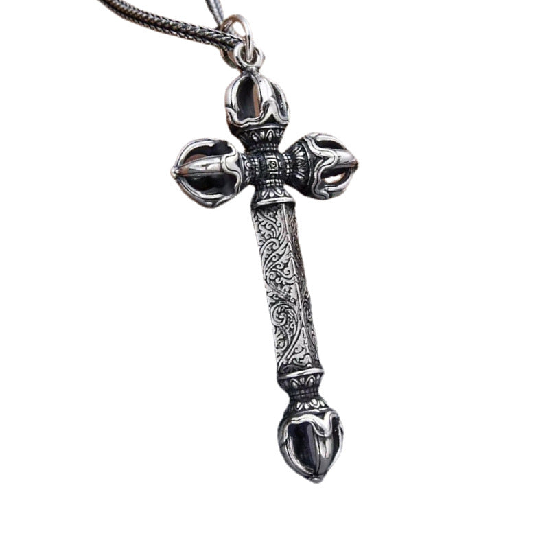 925 Silver Vintage Vajra Pendant Necklace for Men | Elvarina