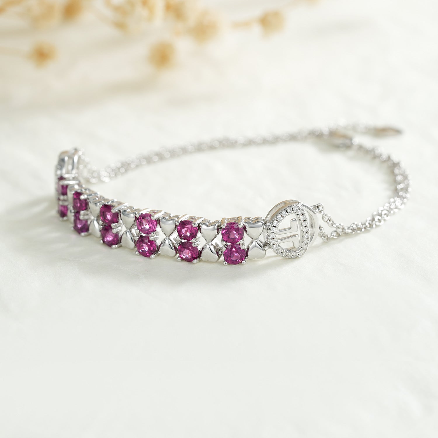 Natural Purple Garnet Bracelet | S925 | Elvarina