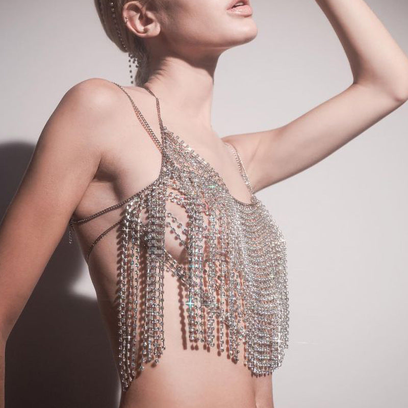 Geometric Tassel Crystal Body Chain