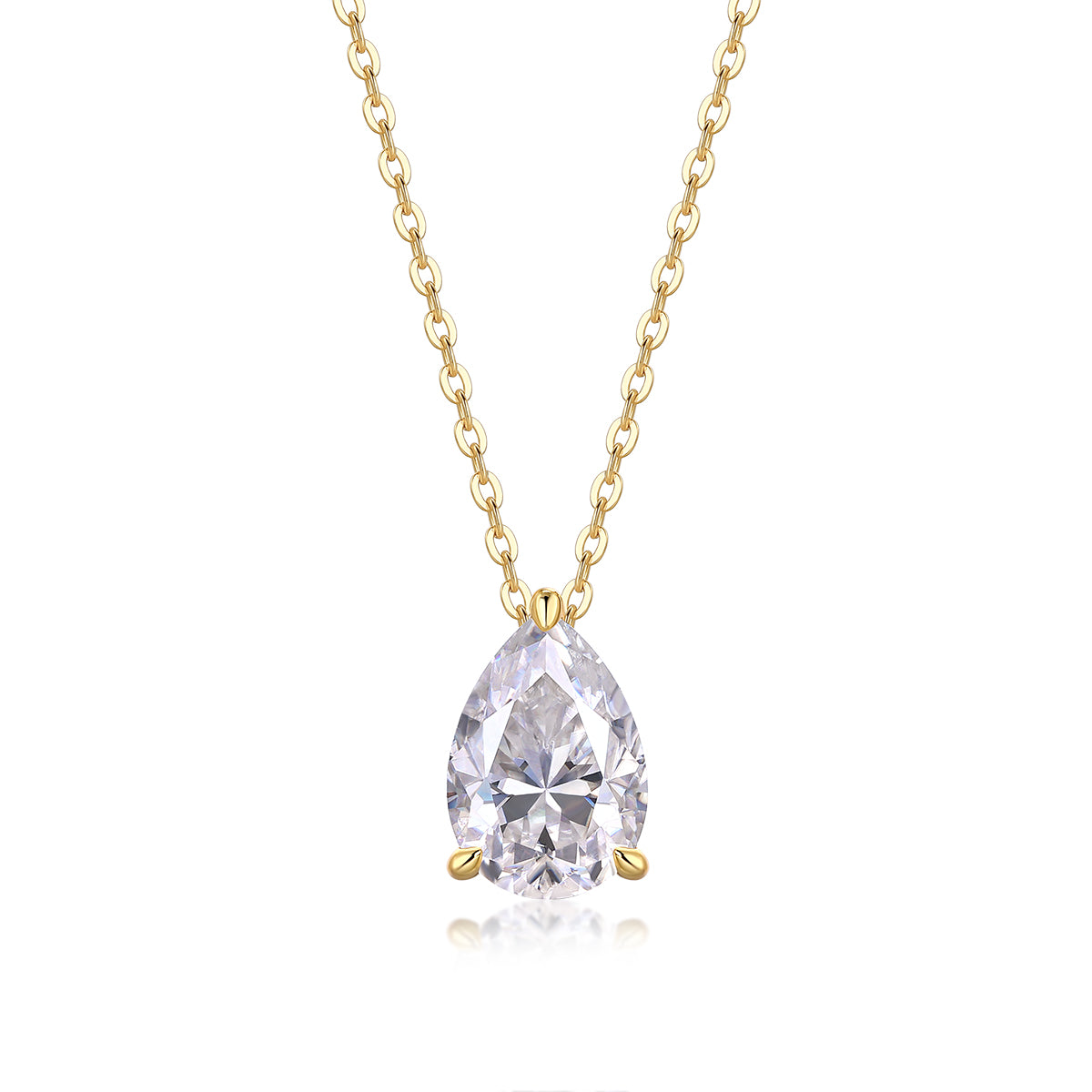 Pear-Shaped Moissanite Necklace | 925 Silver Gold Plated | Elvarina