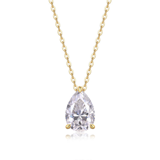 Pear-Shaped Moissanite Necklace | 925 Silver Gold Plated | Elvarina