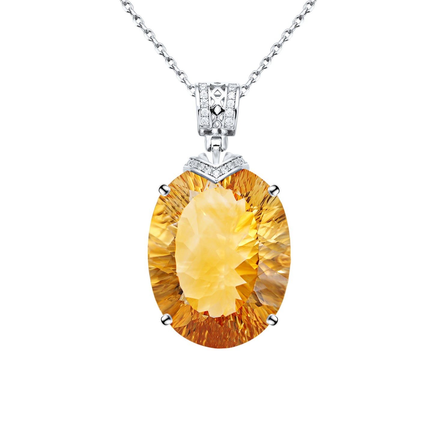 Natural Topaz Pendant Necklace in 925 Silver