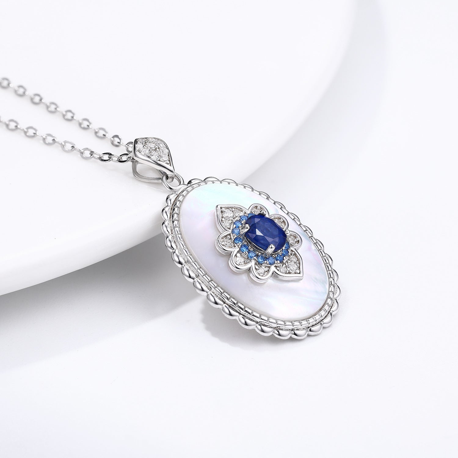 Sapphire Diamond Pendant Necklace | 925 | Elvarina