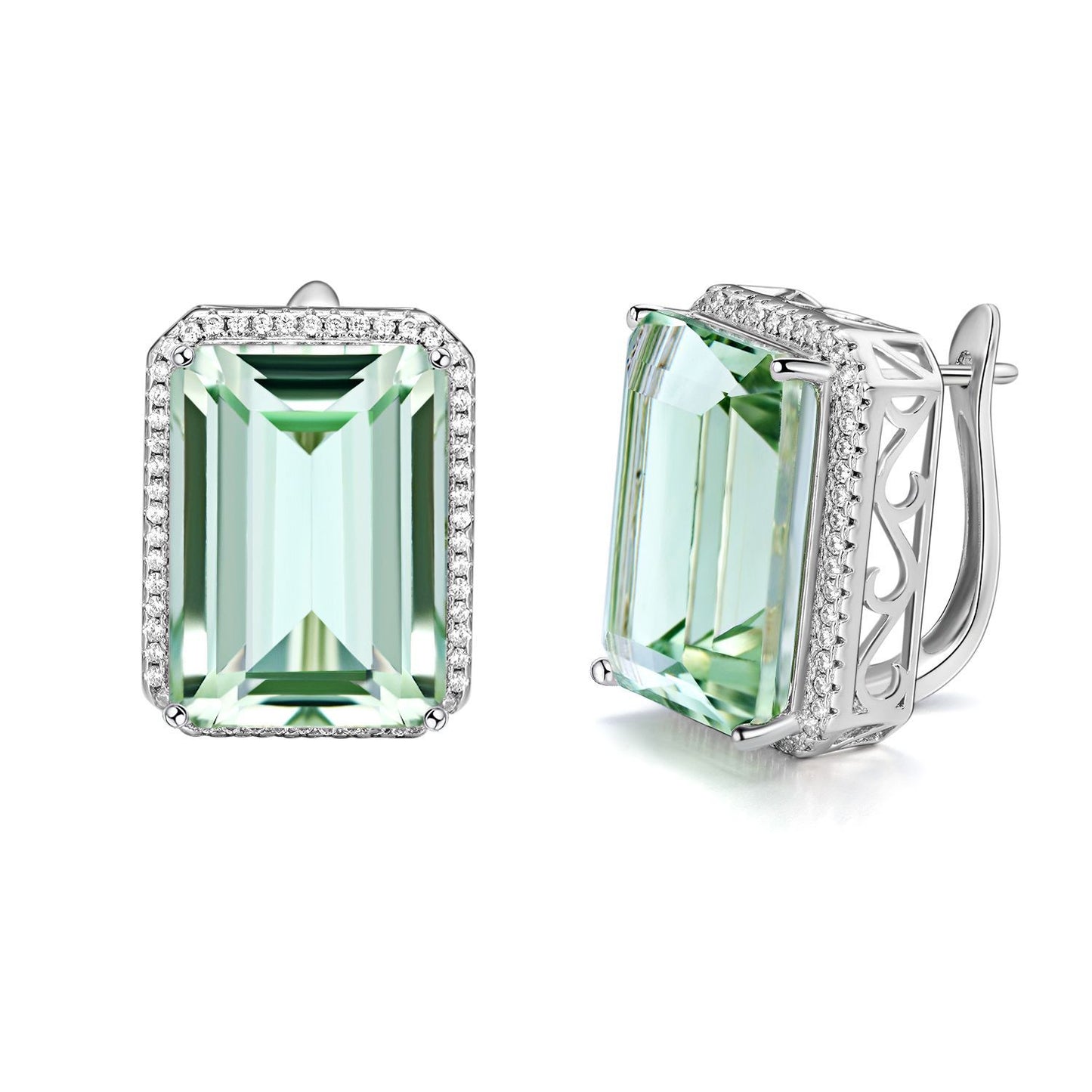 Green Crystal Earrings in S925 Silver