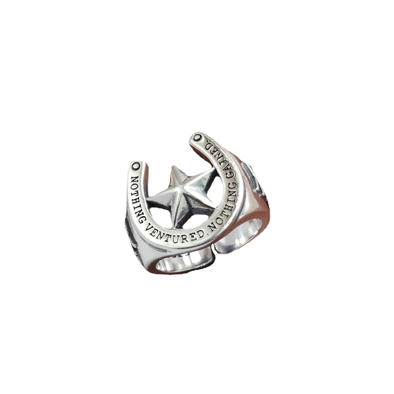 925 Silver Pentagram Star Ring | Adjustable Unisex | Elvarina