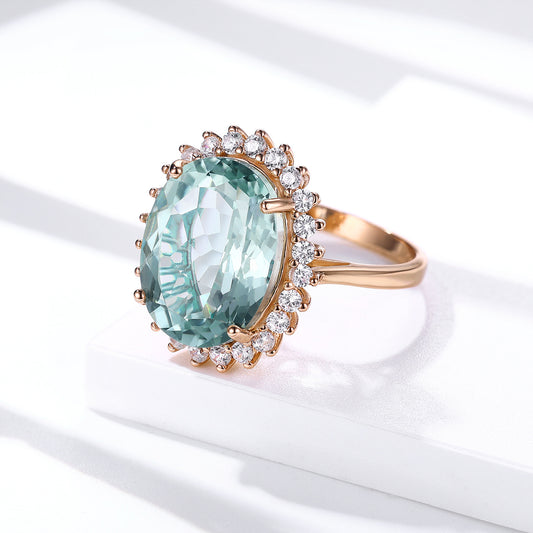 Green Crystal Wedding Ring | S925 Silver | Elvarina