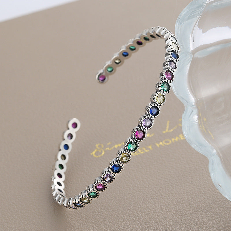 Colorful Zircon Graffiti Bracelet in S925 Silver
