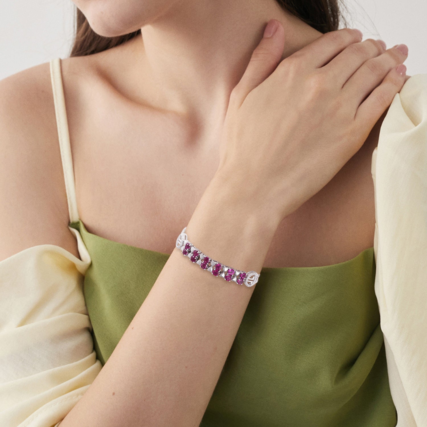 Natural Purple Garnet Bracelet | S925 | Elvarina